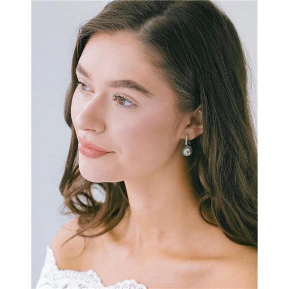 Handmade Grey Pearl Drop Earrings - Picture 3 of 4